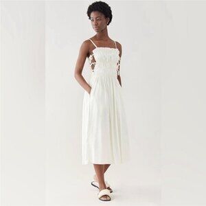 Cult Gaia Lola Ruched Tie Bodice Midi Dress